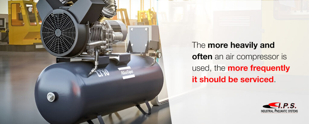 the more heavily and often an air compressor is used, the more frequently it should be serviced