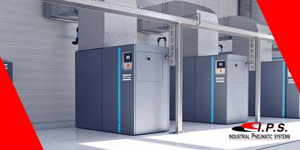 three atlas copco air compressors
