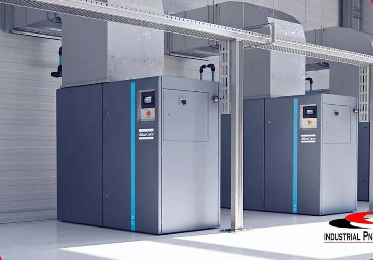 three atlas copco air compressors